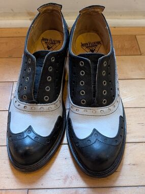 John Fluevog Black and White Loise Shoes